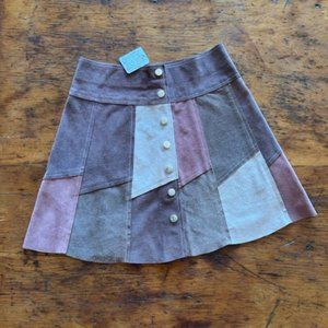 Free People Suede Patchwork Mini Skirt